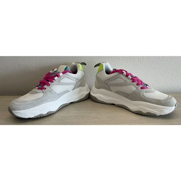 P448 Women's Sz 8 EUR 38 White Luke Leather/Mesh Fabric Platform Sneakers - Picture 8 of 12